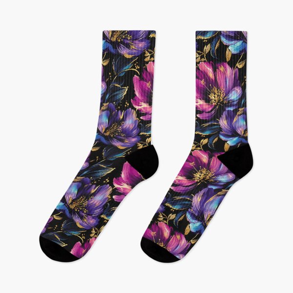Item preview, Golden accents, pink, purple, violet, blue acrylic flowers designed and sold by ColdStarfish.