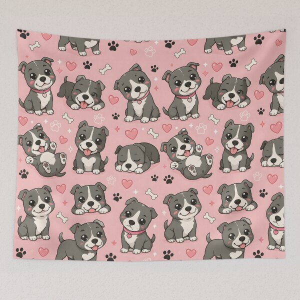 Item preview, Cute Kawaii American Staffordshire Terrier Puppies Pattern designed and sold by blankTeeShirt.
