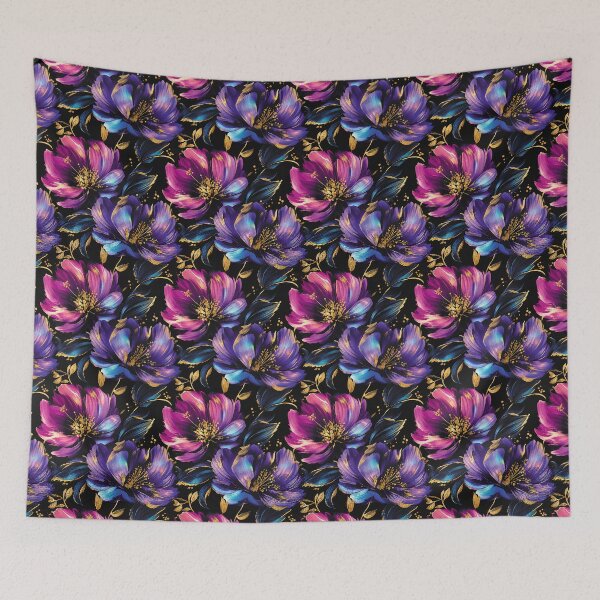 Item preview, Golden accents, pink, purple, violet, blue acrylic flowers designed and sold by ColdStarfish.