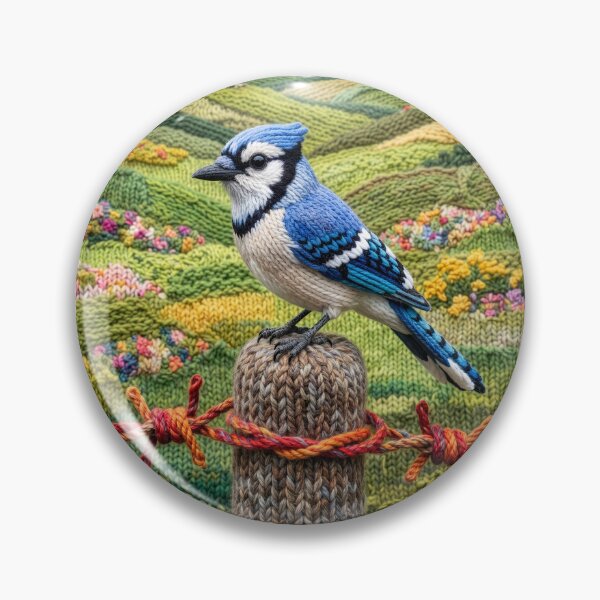 Item preview, Yarn Blue Jay on Yarn Fence Post designed and sold by Tridentulus.