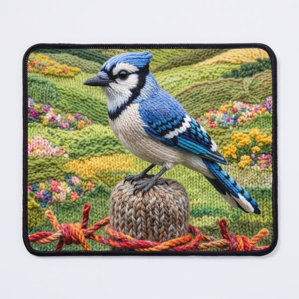 Item preview, Yarn Blue Jay on Yarn Fence Post designed and sold by Tridentulus.