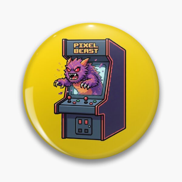 Item preview, Pixel Beast Arcade – Retro Monster Breaking Out of the Machine designed and sold by ChaosNest.