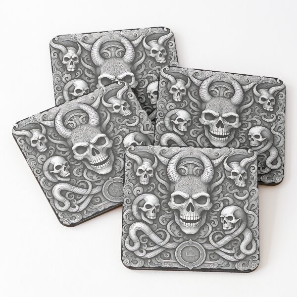Item preview, Ancient Occult Skull Sigil | Ornate Horned Demon Etching designed and sold by DarkOriginArts.