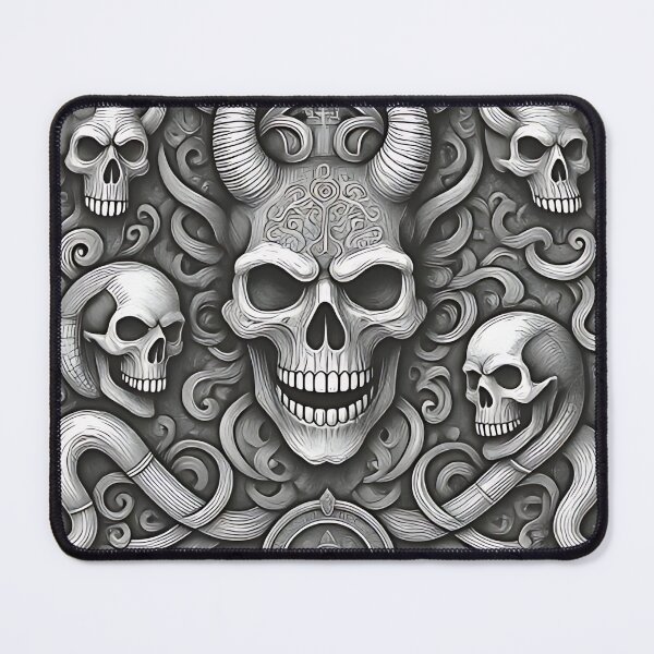 Item preview, Ancient Occult Skull Sigil | Ornate Horned Demon Etching designed and sold by DarkOriginArts.