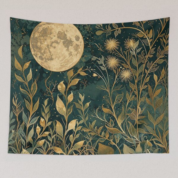 Item preview, Moon Botanical Art Nouveau Night Garden Illustration for Dreamy Decor Lovers designed and sold by RickE.