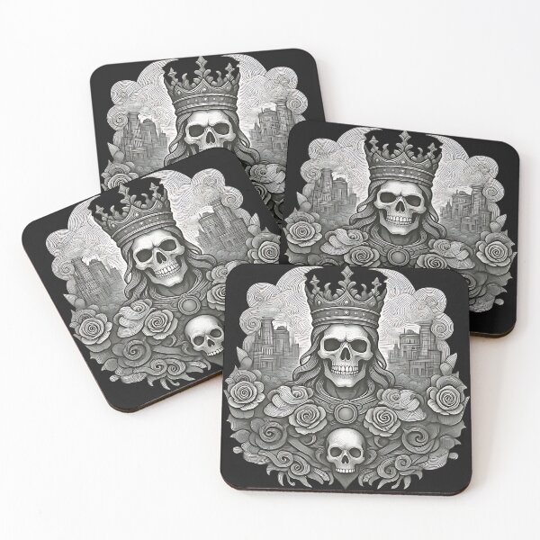 Item preview, Grimdark Lich King Crest | Industrial Gothic and Roses Etching designed and sold by DarkOriginArts.