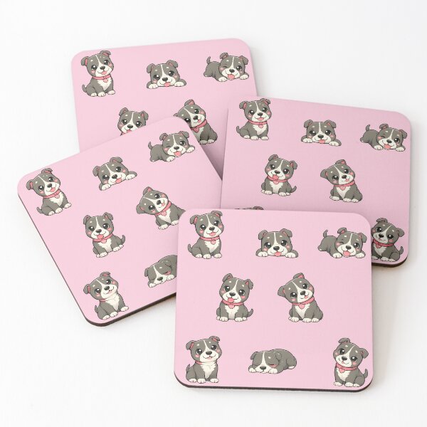 Item preview, Cute American Staffordshire Terrier Puppy Cartoon Pack | Kawaii Amstaff Dog Illustration designed and sold by blankTeeShirt.