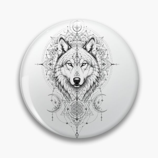Item preview, Sacred Geometry Wolf Mandala Line Art designed and sold by suryabumblee.
