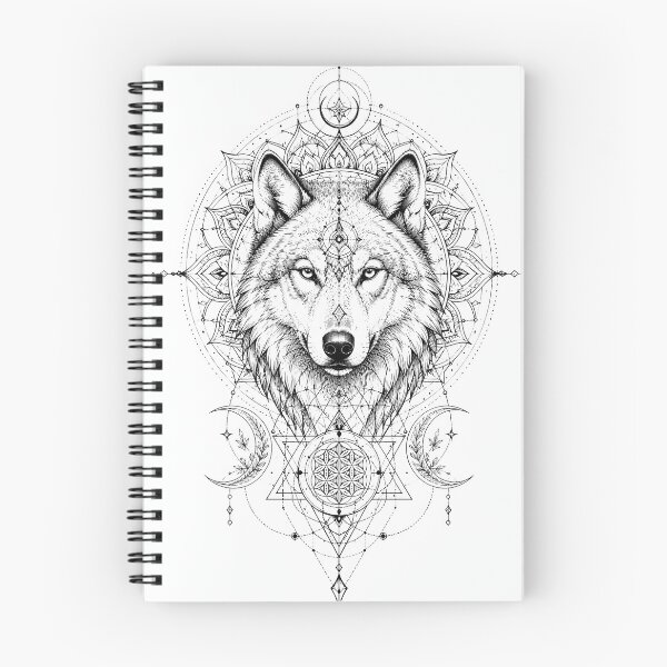 Item preview, Sacred Geometry Wolf Mandala Line Art designed and sold by suryabumblee.