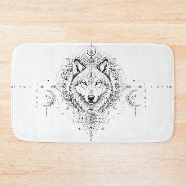 Item preview, Sacred Geometry Wolf Mandala Line Art designed and sold by suryabumblee.