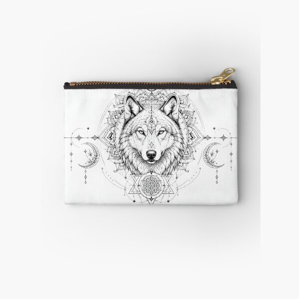 Item preview, Sacred Geometry Wolf Mandala Line Art designed and sold by suryabumblee.