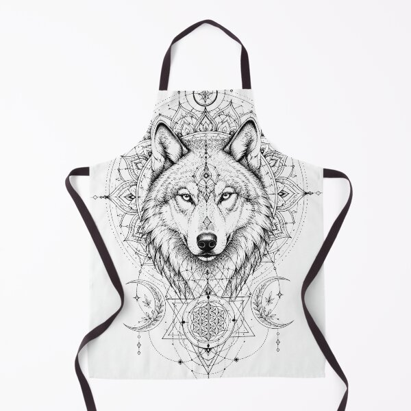 Item preview, Sacred Geometry Wolf Mandala Line Art designed and sold by suryabumblee.