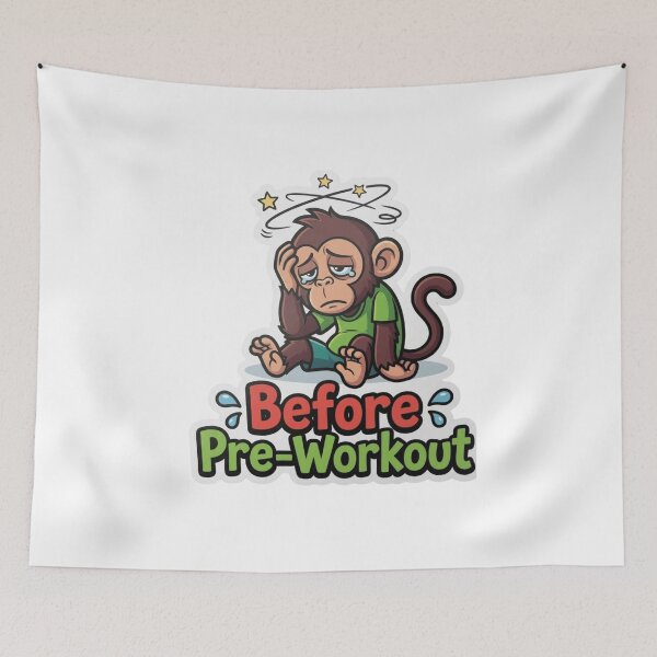 Item preview, Funny Tired Monkey Before Pre-Workout Sticker designed and sold by JeevanStickers.