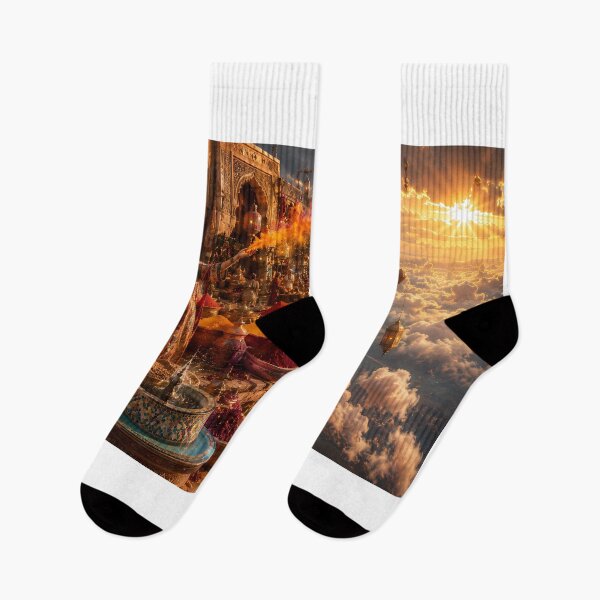 Item preview, Floating Moroccan Spice Market Above the Clouds — Magical Realism Fantasy Art designed and sold by Bossygraphicske.