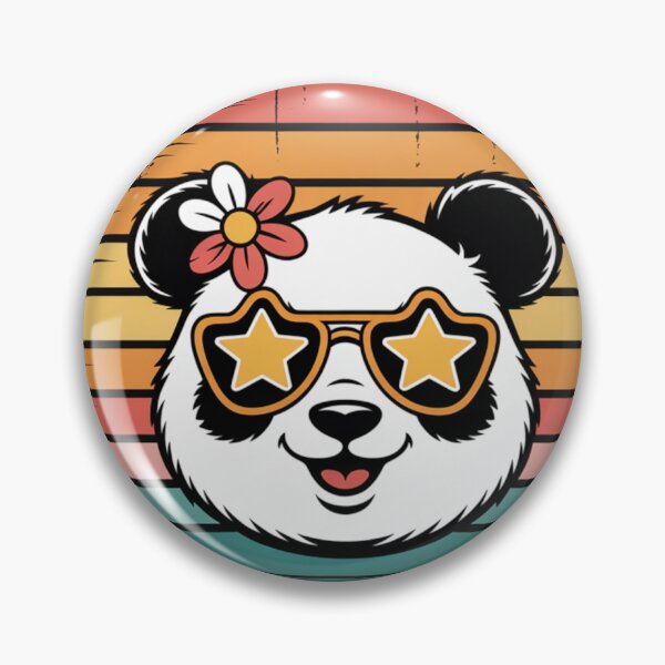 Item preview, Cute Panda Girl with Star Sunglasses – Retro Panda Design designed and sold by Biedroneczka.