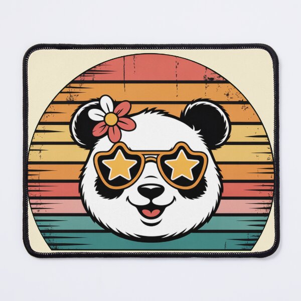 Item preview, Cute Panda Girl with Star Sunglasses – Retro Panda Design designed and sold by Biedroneczka.