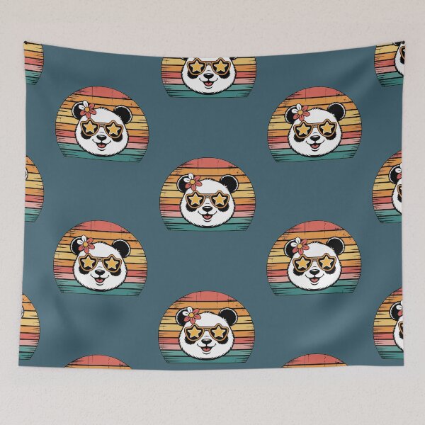 Item preview, Cute Panda Girl with Star Sunglasses – Retro Panda Design designed and sold by Biedroneczka.