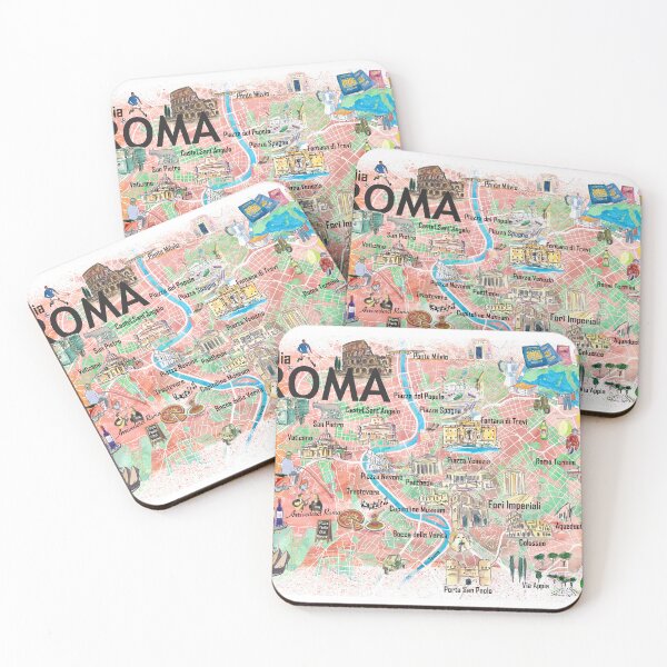 Item preview, Rome Illustrated Map – Italy Travel Memory Print, Roma Landmarks Wall Art Gift designed and sold by artshop77.