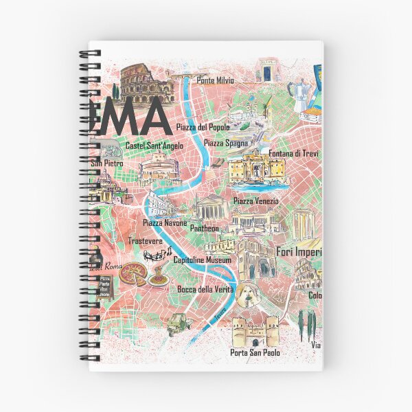 Item preview, Rome Illustrated Map – Italy Travel Memory Print, Roma Landmarks Wall Art Gift designed and sold by artshop77.
