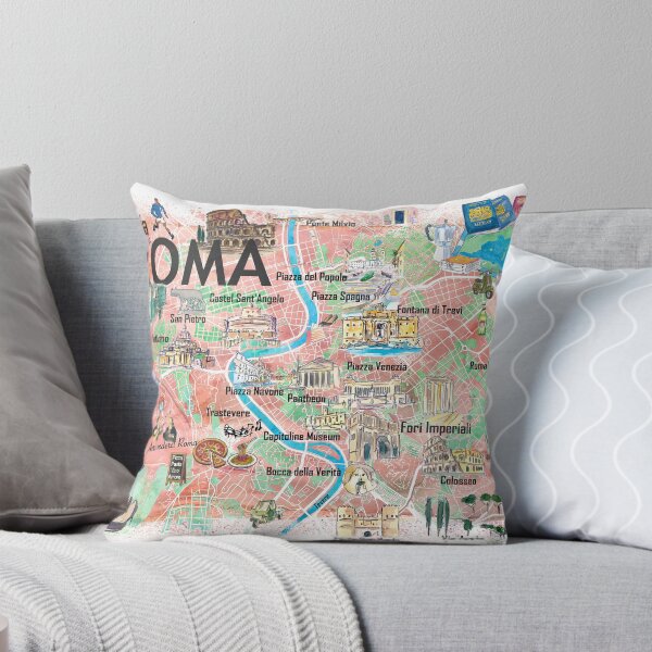 Item preview, Rome Illustrated Map – Italy Travel Memory Print, Roma Landmarks Wall Art Gift designed and sold by artshop77.