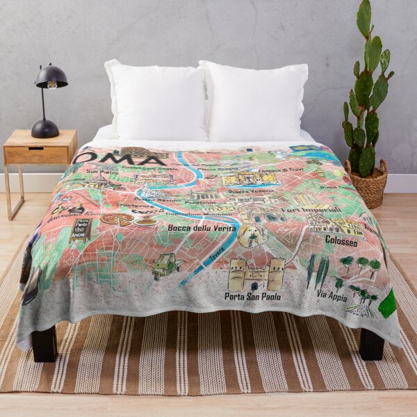 Item preview, Rome Illustrated Map – Italy Travel Memory Print, Roma Landmarks Wall Art Gift designed and sold by artshop77.