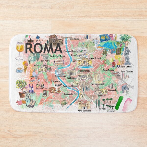 Item preview, Rome Illustrated Map – Italy Travel Memory Print, Roma Landmarks Wall Art Gift designed and sold by artshop77.