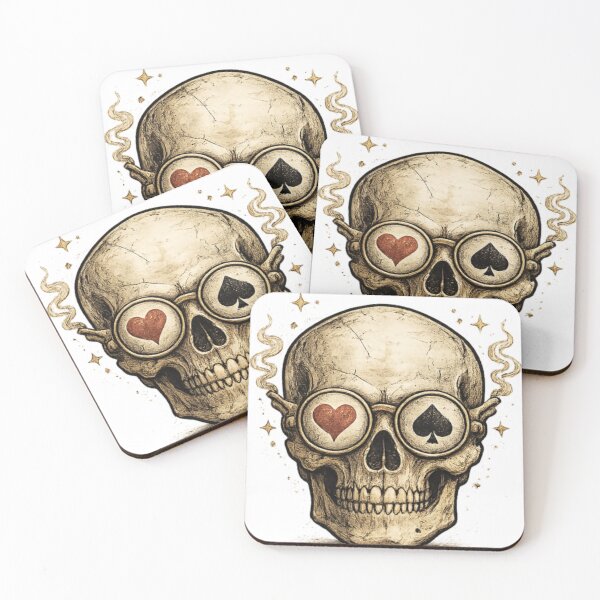 Item preview, Vintage skull with card glasses retro aesthetic design  designed and sold by arifali786.