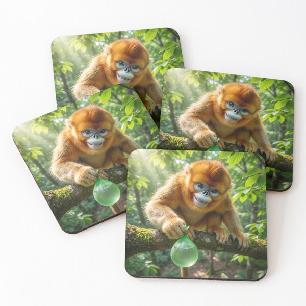 Item preview, Golden Snub-Nosed Monkey Drops Water Balloon  designed and sold by Tridentulus.
