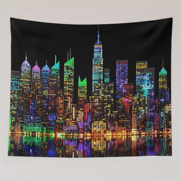 Item preview, Cyberpunk NYC Skyline Neon Night Window | Luminous Manhattan Cityscape designed and sold by GSizzle1.