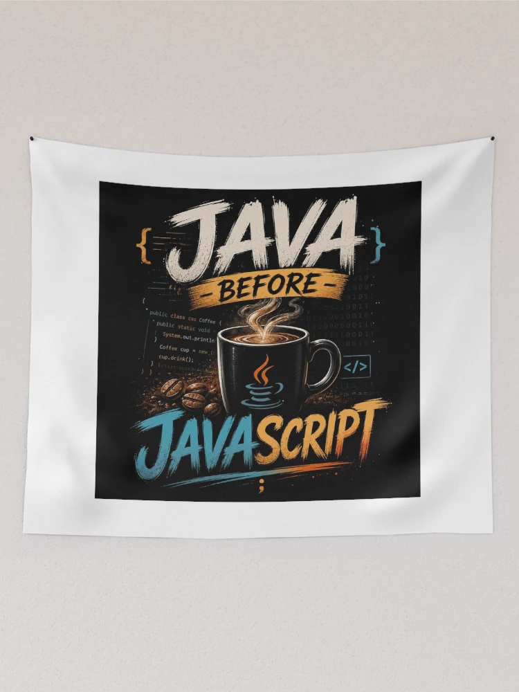 Aperçu 2 sur 3. Tentures avec l'œuvre Java avant JavaScript créée et vendue par Pecata.