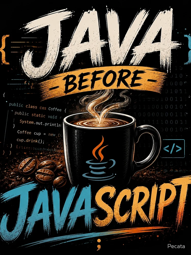 Imagen 4 de 4, Camiseta gráfica con la obra Java antes que JavaScript, diseñada y vendida por Pecata.