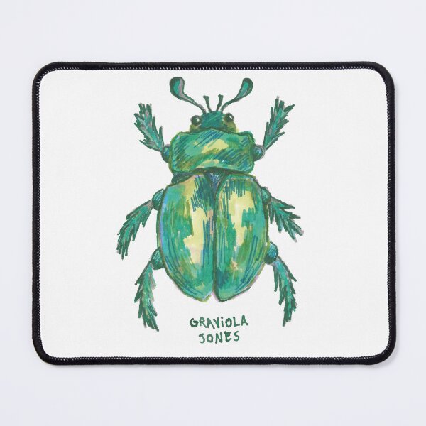Item preview, Green Beetle Art Print Botanical Nature Insect Illustration designed and sold by graviolajones.