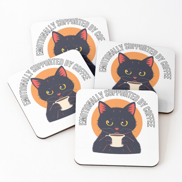 Item preview, Emotionally Supported By Coffee Black Cat Design designed and sold by PrintologyAura.