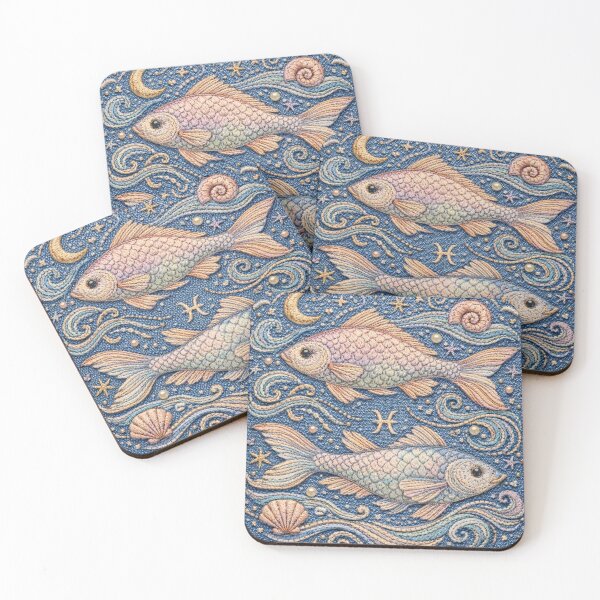 Item preview, Pisces Zodiac Fish – Medieval Embroidery Animal Art designed and sold by doinitzart.