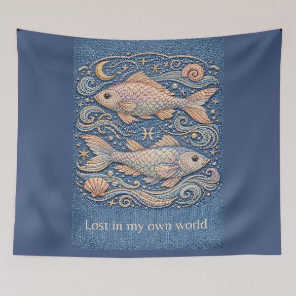 Item preview, Pisces Zodiac Fish – Medieval Embroidery Animal Art designed and sold by doinitzart.