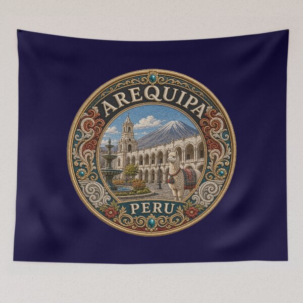 Item preview, Arequipa, Peru – Cathedral, volcano & plaza scene designed and sold by Girih.