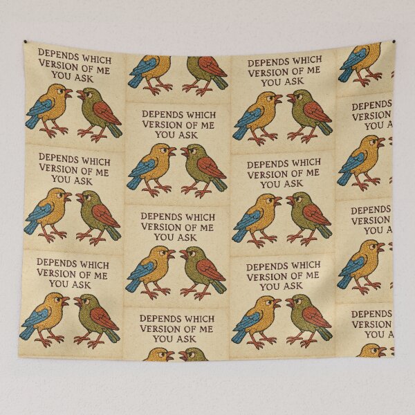 Item preview, Gemini Zodiac Inspired Meme – Medieval Embroidery Animal Art designed and sold by doinitzart.