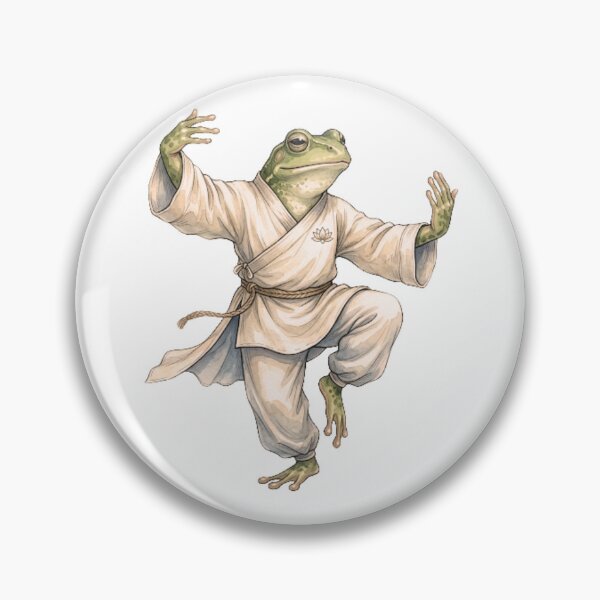 Item preview, Cute Frog Practicing Tai Chi | Vintage Watercolor Cottagecore Frog Art designed and sold by EnlightArt.