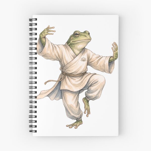 Item preview, Cute Frog Practicing Tai Chi | Vintage Watercolor Cottagecore Frog Art designed and sold by EnlightArt.