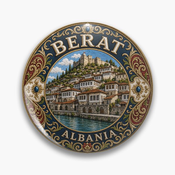 Item preview, Berat, Albania – hillside houses, fortress & river landscape designed and sold by Girih.