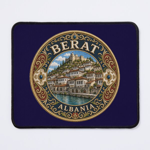 Item preview, Berat, Albania – hillside houses, fortress & river landscape designed and sold by Girih.