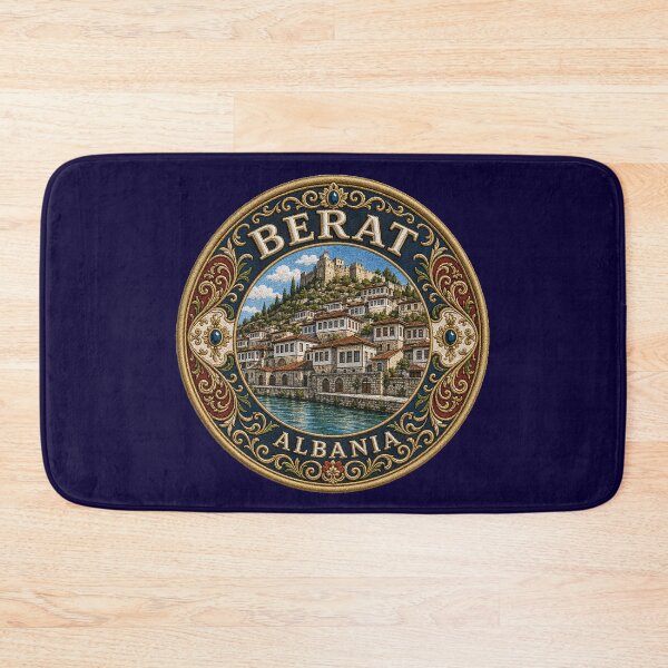Item preview, Berat, Albania – hillside houses, fortress & river landscape designed and sold by Girih.