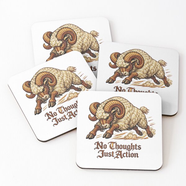 Item preview,  Aries Zodiac Ram “No Thoughts Just Action” – Medieval Embroidery Animal ArtArt designed and sold by doinitzart.