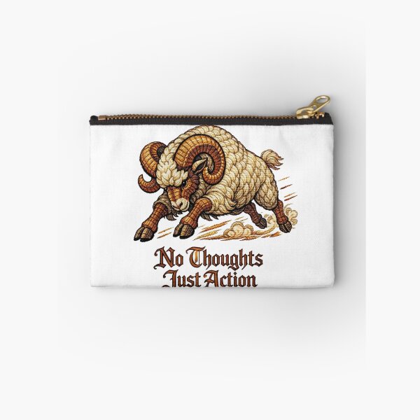 Item preview, Aries Zodiac Ram “No Thoughts Just Action” – Medieval Embroidery Animal ArtArt designed and sold by doinitzart.