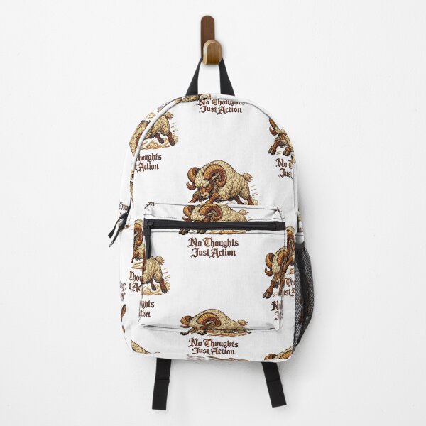 Item preview, Aries Zodiac Ram “No Thoughts Just Action” – Medieval Embroidery Animal ArtArt designed and sold by doinitzart.