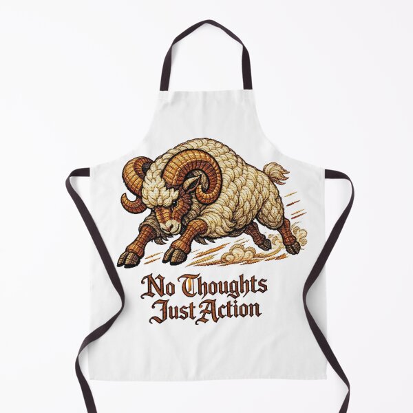 Item preview, Aries Zodiac Ram “No Thoughts Just Action” – Medieval Embroidery Animal ArtArt designed and sold by doinitzart.