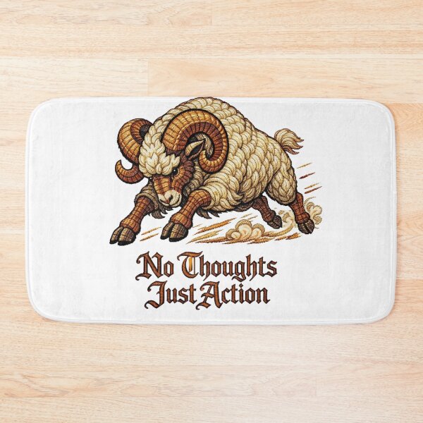 Item preview,  Aries Zodiac Ram “No Thoughts Just Action” – Medieval Embroidery Animal ArtArt designed and sold by doinitzart.