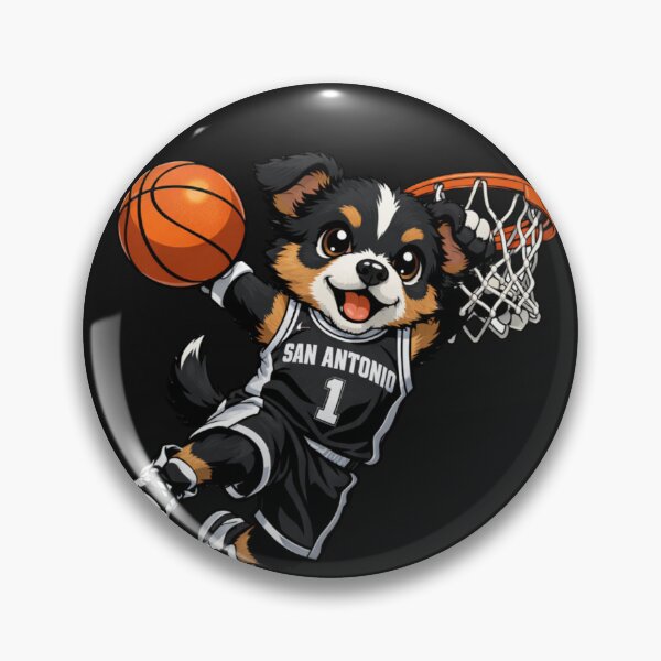 Item preview, San Antonio Basketball Dog Dunking Puppy designed and sold by Tsugraf Designs.