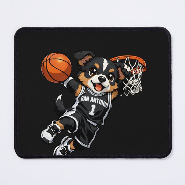 Item preview, San Antonio Basketball Dog Dunking Puppy designed and sold by Tsugraf Designs.