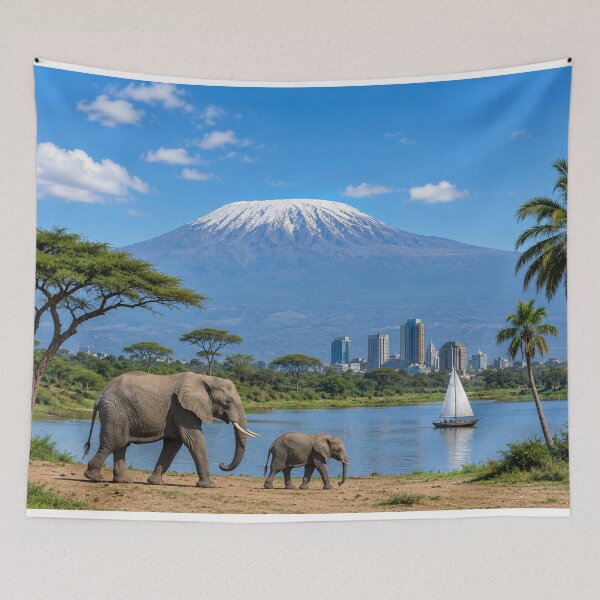 Item preview, Kilimanjaro, Tanzania - Safari Landscape Scene designed and sold by Myra365Art.